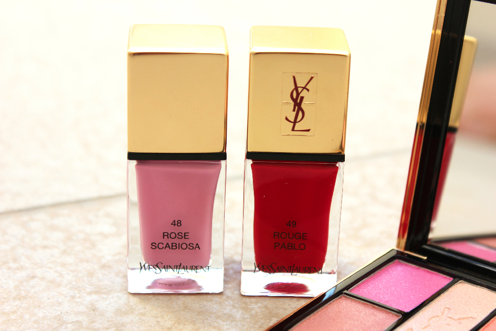 YSL 48 Rose Scabiosa 49 Rouge Pablo